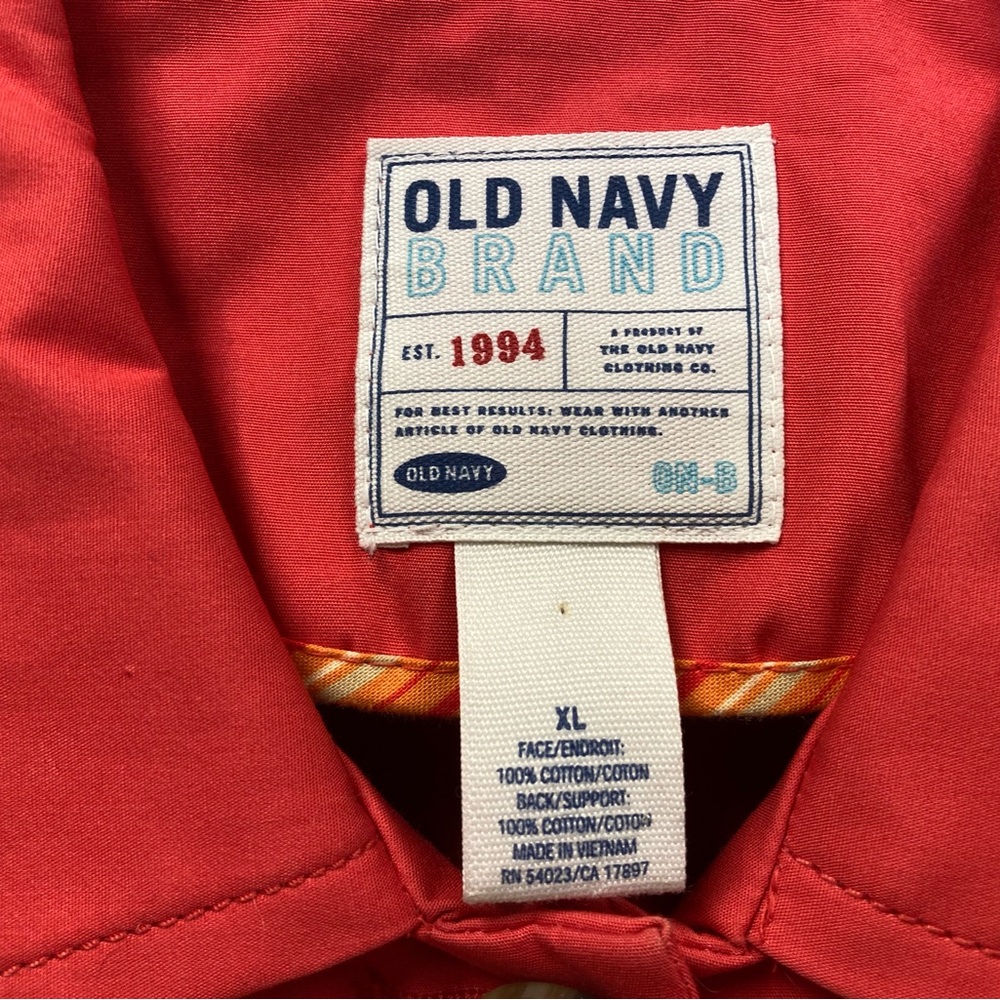 Old Navy Red Cotton Trench Coat 100% Cotton Size XL - Picture 5 of 5